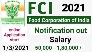 FCI latest recruitment notification out 2021 | food corporation of India vacancy 2021 |