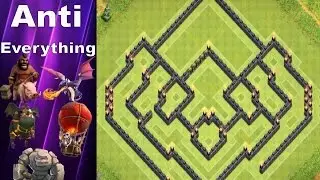 Clash of Clans - BEST TH9 ANTI EVERYTHING Base With 2 Air Sweepers Speed Build