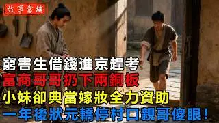 窮書生借錢進京趕考，富商哥哥扔下兩銅板，小妹卻典當嫁妝全力資助，一年後狀元轎停在村口親哥傻眼！| 民間故事 | 故事當舖