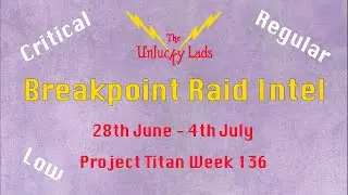 Breakpoint Raid Intel - Critical, Regular & Low - 28th June to 4th July - Project Titan Week 136