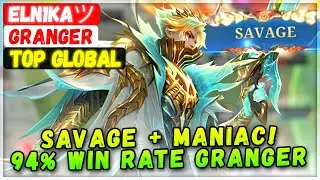 SAVAGE + MANIAC! 94% Win Rate Granger [ Top Global Granger ] ELN1KAツ Mobile Legends Emblem And Build