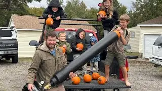 Insane DIY Pumpkin Launcher! Launches Over 100 Yards!