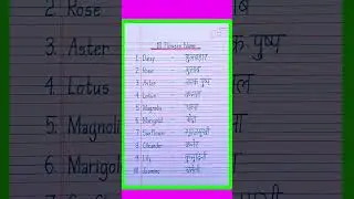 10 Flowers Name in English and Hindi | Phoolon Ke Naam | 10 फूलों के नाम | Flower Name