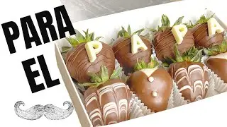 🍓🍫👔 COMO HACER FRESAS DECORADAS DE CHOCOLATE CON EFECTO MARMOL 🍓🍫👔   PARA REGALAR A PAPA