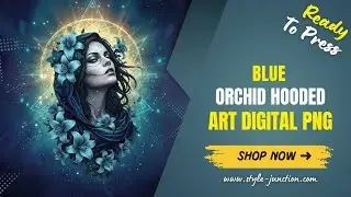 Blue Orchid Hooded Art Digital PNG | Mystic Woman Instant Download | Sugar Skull Design