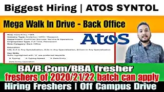 Atos Syntel Biggest Off Campus Hiring 2024 | Direct Mail | Role- Data Entry/MIS | Permanent Job