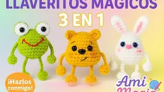 ¡Llaveritos mágicos 3 en 1! 🧶🐸🐻🐰 Aprende a tejerlos paso a paso | @AmiMagia 