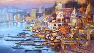 Varanasi Ghat | Acrylic Landscape Painting by Debojyoti Boruah