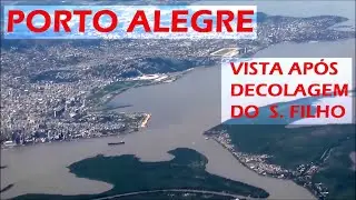 2018 - Vista de Porto Alegre após decolagem do Aeroporto Salgado Filho. Ponta do Gasômetro e Centro