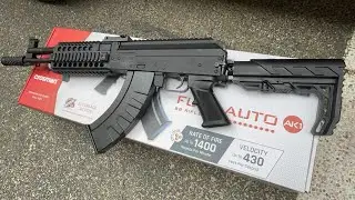 Crosman Airgun AK1 Semi and Full Automatic Rifle unboxing and testing