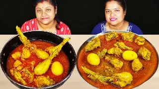 1KG SPICY CHICKEN WITH GRAVY AND BOIL EGG EATING CHALLENGE  // food family & more