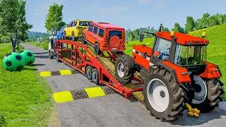 Flatbed Truck Mcqueen #10 | Transportation with Truck - Pothole vs Car - Beamng.Drive
