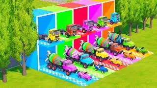 TRANSPORTING POLICE CARS, AMBULANCE, FIRE TRUCK, COLORFUL CARS WITH JEEP #3 - FARMING SIMULATOR 22!