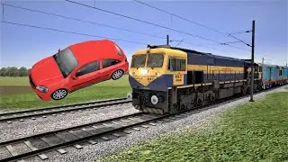 Crazy Man Stucked the Car on The Track | Loco Driver applied Brake and Stops The Train
