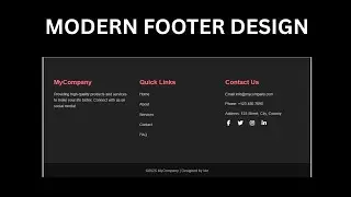 Responsive Footer Design Using HTML & CSS | Modern Website UI #FooterDesign #htmlcss