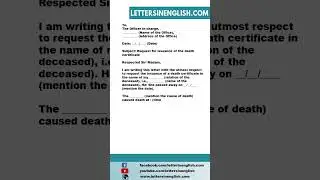 Request Letter for Death Certificate - Sample Letter Requesting for Death Certificate