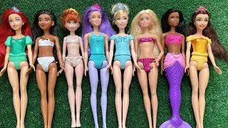 ASMR Most Popular Disney Princess Mattel Dolls   lots of colorful rainbow Dresses   unpacking toys 5