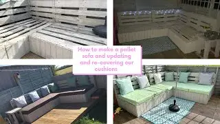 DIY PALLET SOFA | RECOVERING OUR PALLET SOFA CUSHIONS AND RE PAINTING READY FOR SUMMER 2021