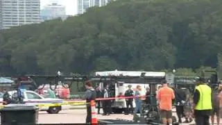 Film crew at Chicago's Buckingham Fountain