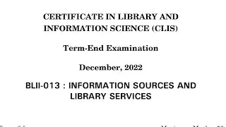 Blii 013 previous year question paper December 2022 | blii 013 PYQ Dec 2022 clis IGNOU #clis