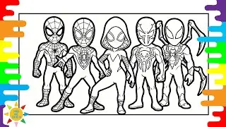 Spider-Man Team Coloring Page | Miles Morales, Gwen & 2099 | Marvel Art