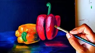 Bell Peppers | Still life - Acrylic painting for beginners