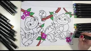 A bright monkey coloring page is art for the soul!