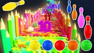 🎨🐠🎳 Красочное приключение Bash Smash с шаром для боулинга, кинетическим песком, животными, цифрам...