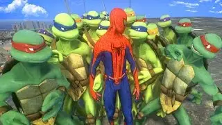 Spiderman vs Teenage Mutant Ninja Turtles ARMY - EPIC BATTLE
