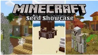 Minecraft Bedrock Seed Showcase: Abandoned Village, Pillager Outpost, and Savanna Village.