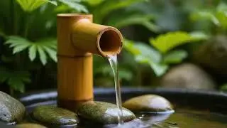 Tranquil Piano & Flowing Bamboo Water Fountain | Zen Garden Oasis for Spa & Wellness