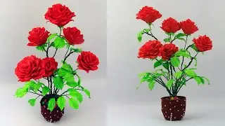 Make Realistic Rose Tree And Realistic Rose Origami Flower। Room decoration Idea | Easy Paper Craft