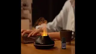 Flame Effect 😎 Air Humidifier Aromatherapy Essential Oil Diffuser ✨ With Rgb 🌈 Color Lighting Simula