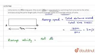 Usha swims in a `90 m` long pool. She covers `180 m` in one minute by swimming from one end to t...