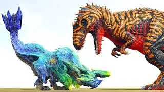 BRACHYDIOS vs. GIGA/BRACHIO and CARCHARODONTOSAURUS | ARK Dino Battle