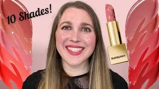 NEW BURBERRY KISSES SATIN LIPSTICKS: 10 SHADES | Swatches | Wear Test | Thoughts