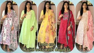Indo era cotton Anarkali kurti sets with dupatta for women from amazon|Amazon haul|Indo era||Ramya