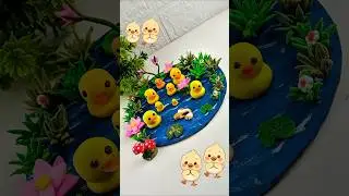Cute Clay Duck Pond 🦆 | Miniature Pond Craft 🪷 | Satisfying DIY Shorts#shorts#trending#clay#clayart