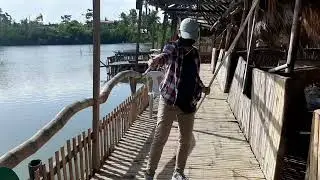 Fun fishing experience using a bamboo rod