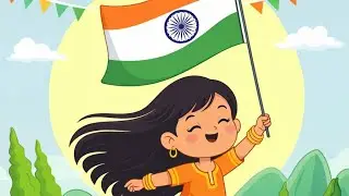 Republic Day Drawing Live 🇮🇳 | Simple Cartoon Girl Holding Indian Flag | 26 January Drawing