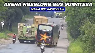 Semua Bus Gasspoll‼️Arena Ngeblong Bus Sumatera Di Lintasan Pacu Palas