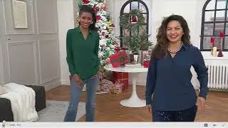 Jingle Belles by Kim Gravel Sparkle Through the Season Bling Blouse on QVC