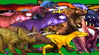 Dinosaurus Jurassic Animals Stampede Running and Walking Green Screen Blue Screen HD Video