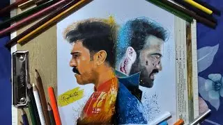 Realistic drawing finishing process of RRR stars @RanjithArts2020