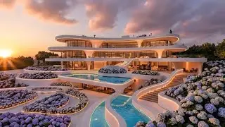 🌺Feels Like Luxury, Light, and Bloom as One | Romantic Hydrangea Mansion • AI Architecture 4K