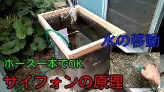 便利なサイフォンの原理　ホースを使って畑へ水撒き　天水桶