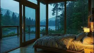 Cozy Rainy Night in a Warm Room | Gentle Rain on a Cabin Roof for Deep Sleep & Relaxation
