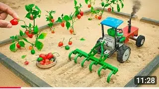 My mini farmer of chilli of mini tractor 🚜 in the halk cultivatingploughingdiytractor