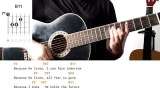 Because He Lives | acoustic guitar lesson | Simple Chords Tutorial | Key B - without capo