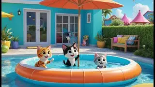 Six Silly Kittens Jumping in the Pool | Kitten Song for Toddlers | Splashy Animal Nursery Rhyme